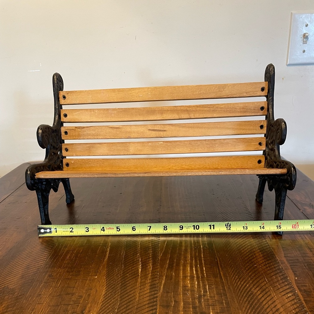 Vintage  Wooden doll Bench with Black Frame
